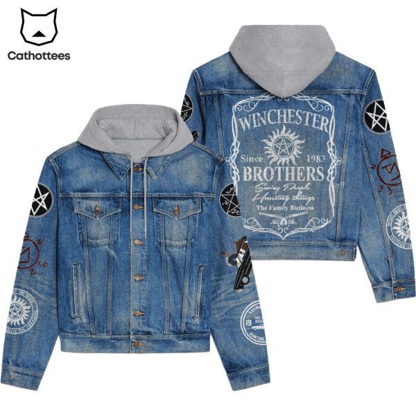 Winchester Brothers Saving People Hunting Things Hooded Denim Jacket