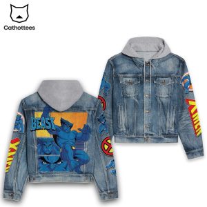 X-men Beast Design Hooded Denim Jacket