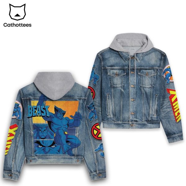 X-men Beast Design Hooded Denim Jacket