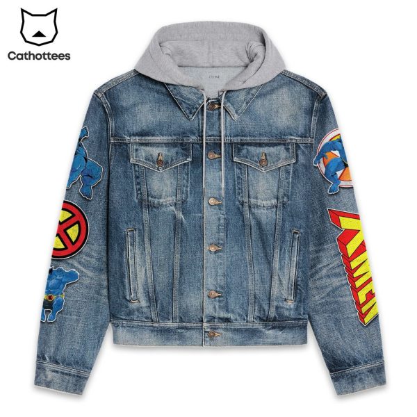 X-men Beast Design Hooded Denim Jacket