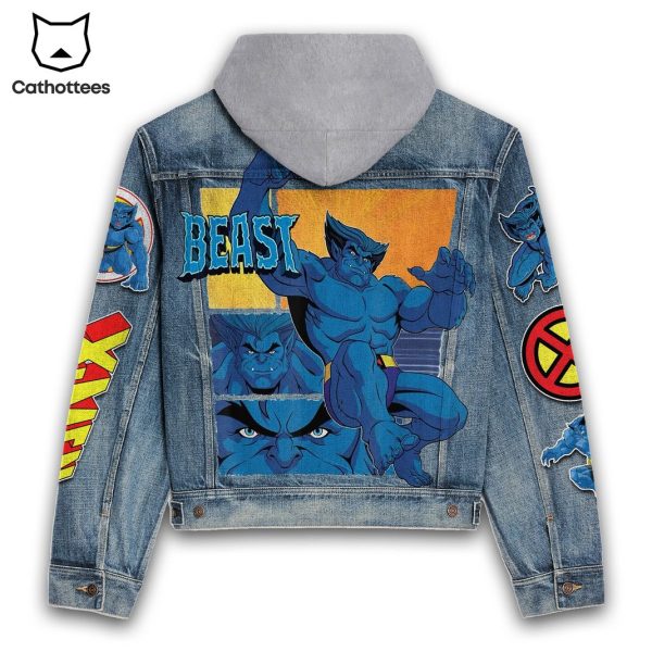 X-men Beast Design Hooded Denim Jacket