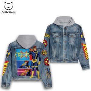 X-men Cyclops Design Hooded Denim Jacket