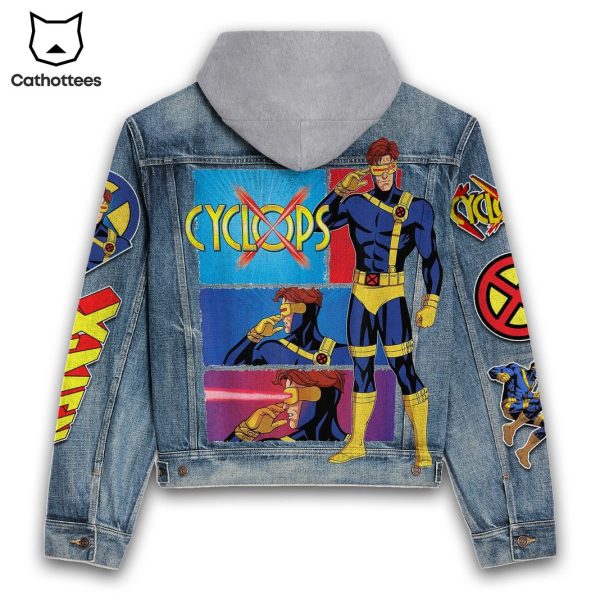 X-men Cyclops Design Hooded Denim Jacket