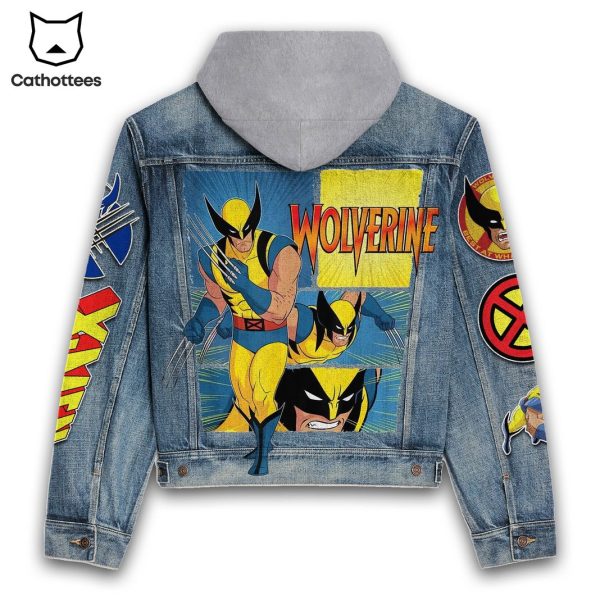 X-men Wolverine Design Hooded Denim Jacket