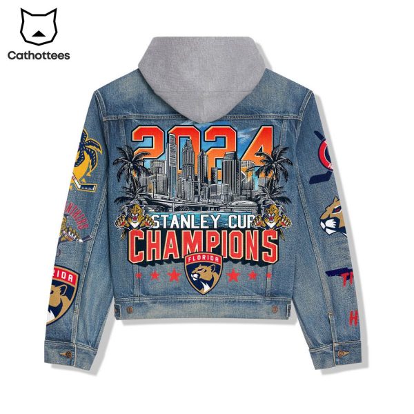 2024 Florida Panthers Stanley Cup Champions Hooded Denim Jacket