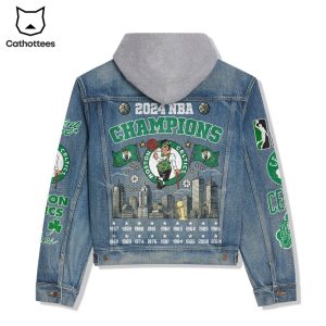 2024 NBA Champions Boston Celtics Hooded Denim Jacket