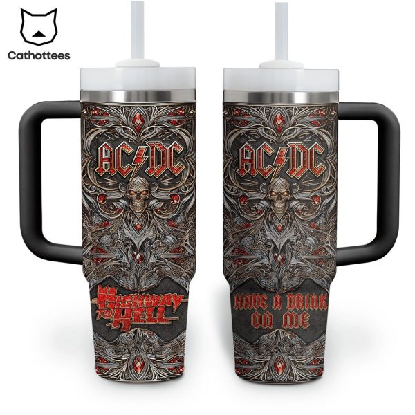 Ac Dc Have A Drink On Me Tumbler With Handle And Straw