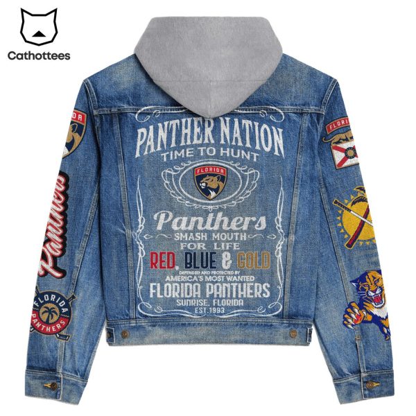 Florida Panthers Nation Time To Hunt Hooded Denim Jacket