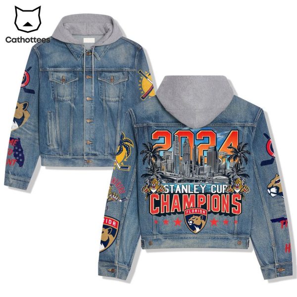 Florida Panthers Stanley Cup Champions 2024 Hooded Denim Jacket