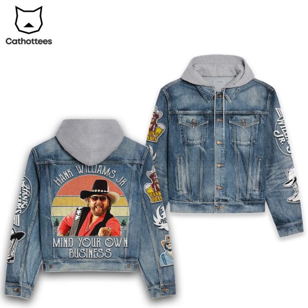 Hank Williams Jr – Mind Your Own Business Hooded Denim Jacket