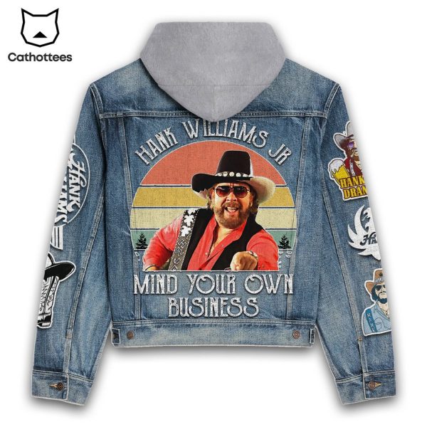 Hank Williams Jr – Mind Your Own Business Hooded Denim Jacket