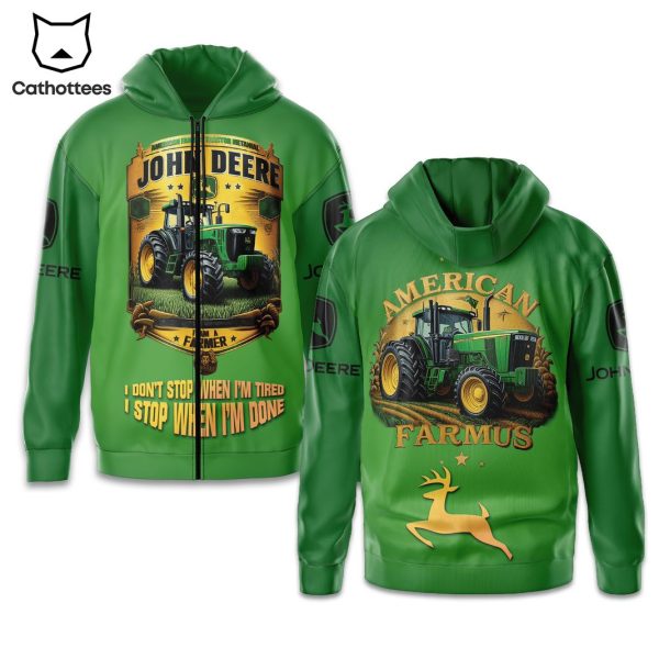 John Deere American Farmus Design Zip Hoodie