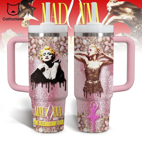 Madonna Four Decades The Celebration Tour Tumbler With Handle And Straw