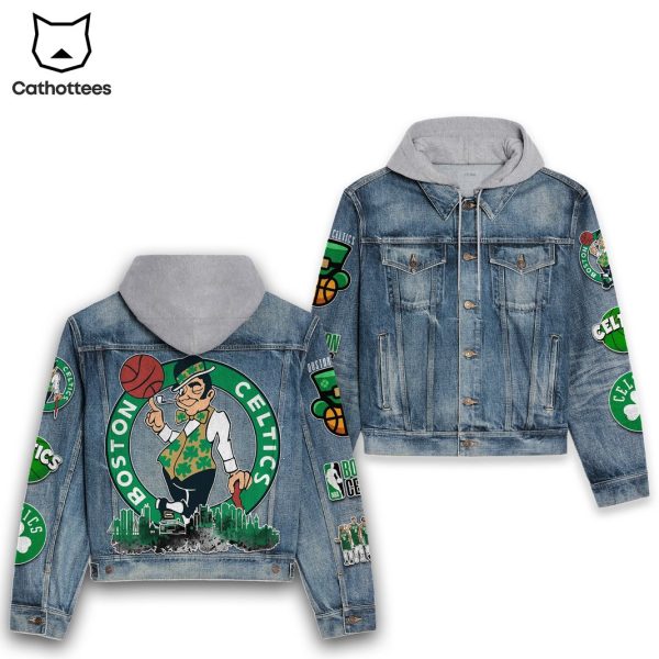 NBA Finals Champions 2024 Boston Celtics Hooded Denim Jacket