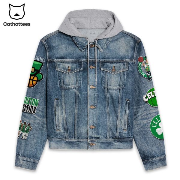 NBA Finals Champions 2024 Boston Celtics Hooded Denim Jacket