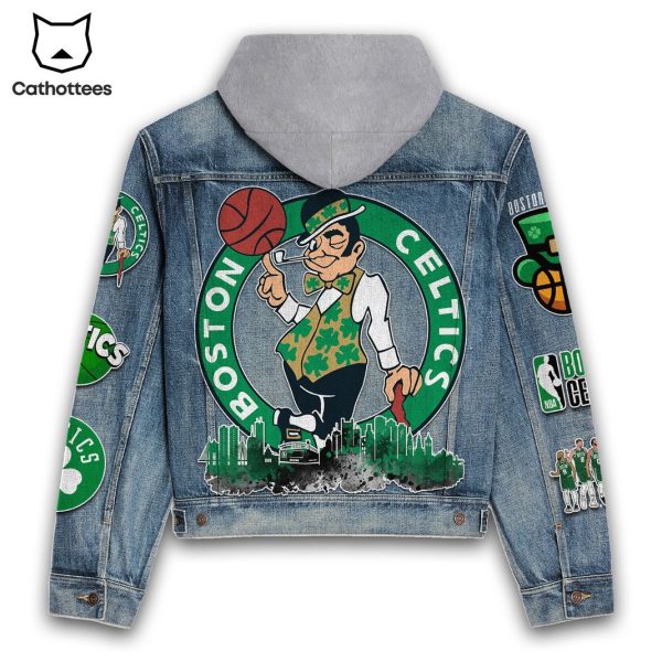 NBA Finals Champions 2024 Boston Celtics Hooded Denim Jacket