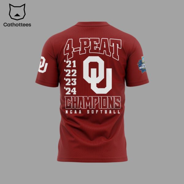 Oklahoma Sooners Four-Peat NCAA Softball Womens College World Series Champions 3D T-Shirt