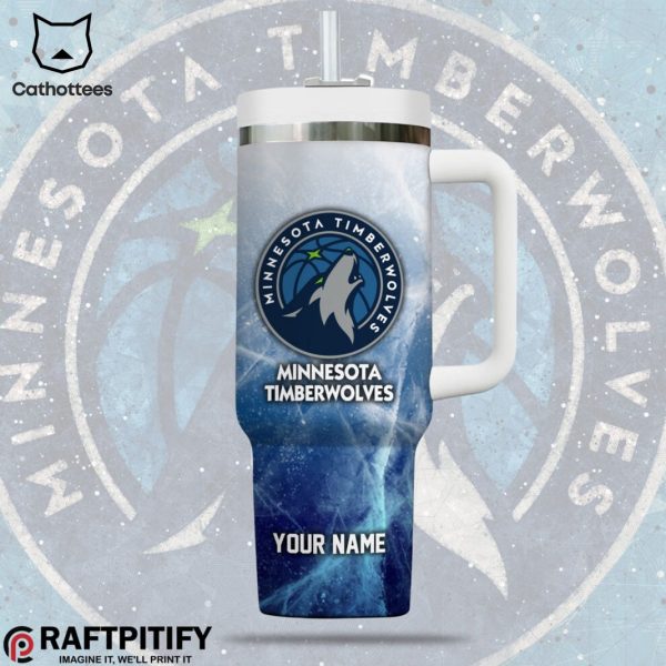 Personalized Minnesota TimberWolves Tumbler With Handle And Straw