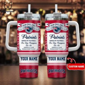 Personalized New England Patriots Sport Fan Gift Tumbler With Handle And Straw
