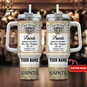 Personalized New Orleans Saints Sport Fan Gift Tumbler With Handle And Straw