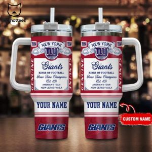 Personalized New York Giants Sport Fan Gift Tumbler With Handle And Straw