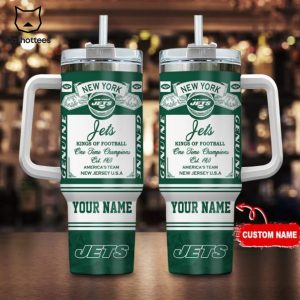 Personalized New York Jets Sport Fan Gift Tumbler With Handle And Straw
