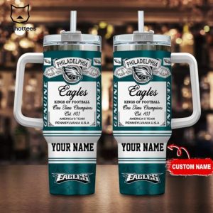 Personalized Philadelphia Eagles Sport Fan Gift Tumbler With Handle And Straw
