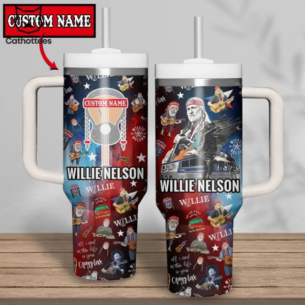 Personalized Willie Neson Tumbler With Handle And Straw