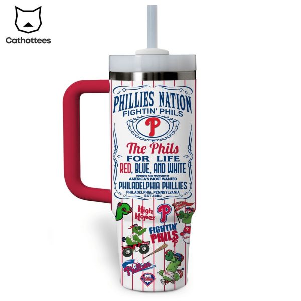 Philadelphia Phillies Saturdays Are For The Phillies Tumbler With Handle And Straw