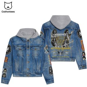Ramones 50th Anniversary 1974-2024 Signature Thank You For The Memories Hooded Denim Jacket