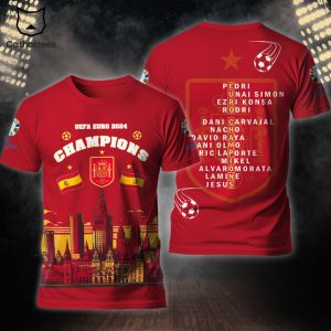 Spain National Football Team Euro 2024 Germany Campeones 3D T-Shirt