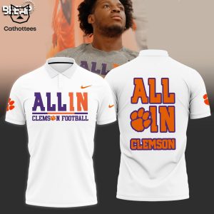 All In Clemson Tigers Football Polo Shirt – White