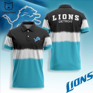 Detroit Lions Black Blue White Design Polo Shirt