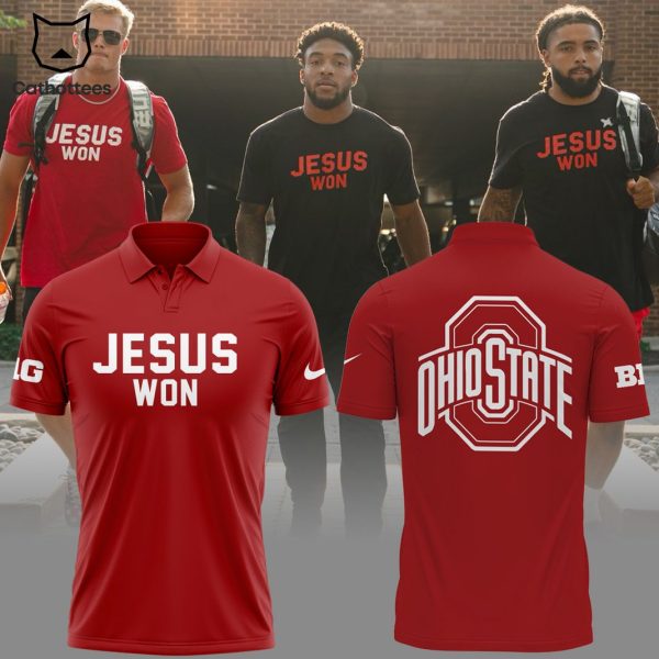 Jesus Won Ohio State Football Polo Shirt – Red