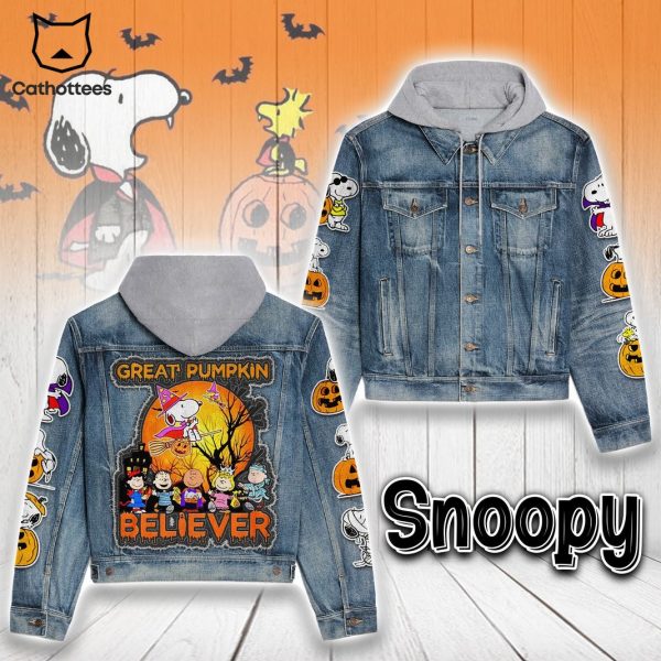 Snoopy Great Pumpkin Believer Hooded Denim Jacket