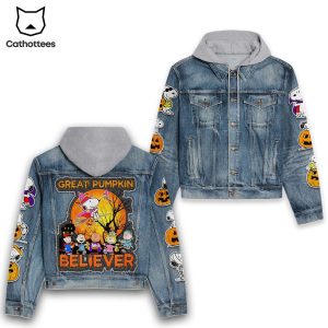 Snoopy Great Pumpkin Believer Hooded Denim Jacket