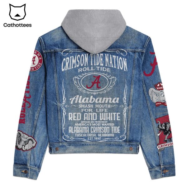 Alabama Crimson Tide – Crimson Tide Nation Roll Tide Hooded Denim Jacket