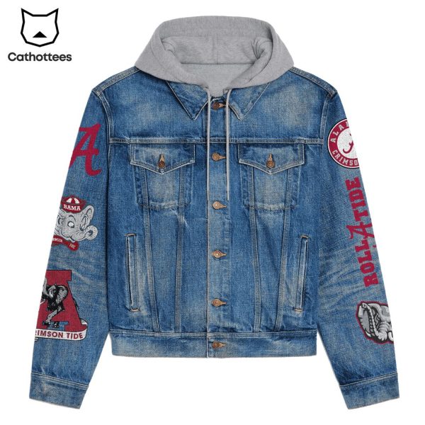 Alabama Crimson Tide – Crimson Tide Nation Roll Tide Hooded Denim Jacket